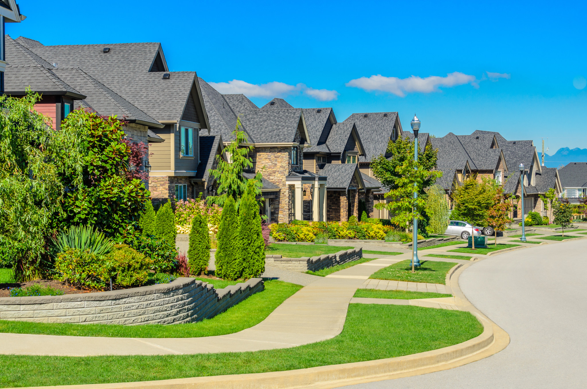 Residential street lined with rental properties