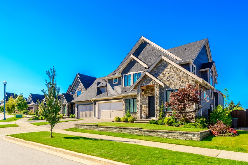 Row of single-family rental homes on a residential street